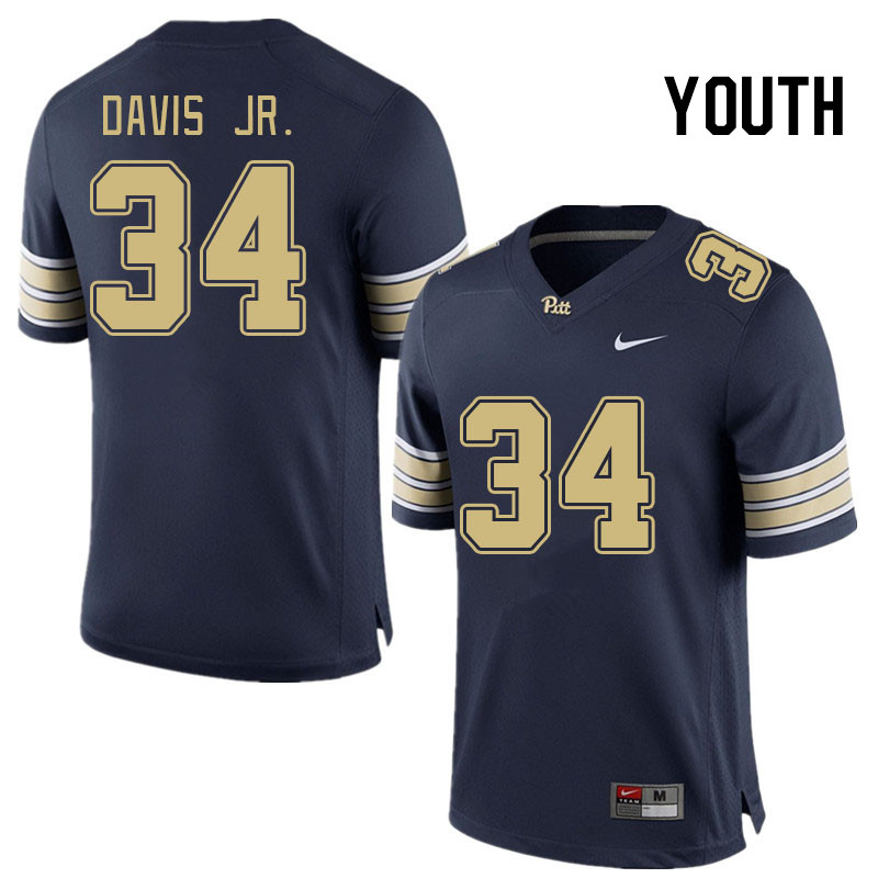 Youth #34 Derrick Davis Jr. Pitt Panthers College Football Jerseys Stitched Sale-Navy